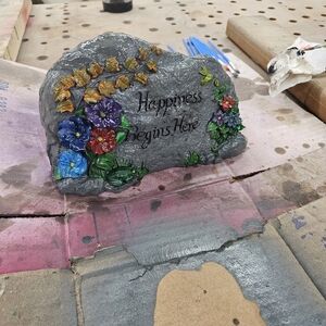 Decorative Garden Stone with Floral Design